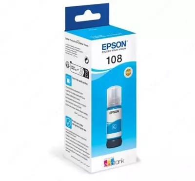 Hajmi 70 ml bo‘lgan Epson 108 CA asl rangli (ko‘k/havorang) siyoh